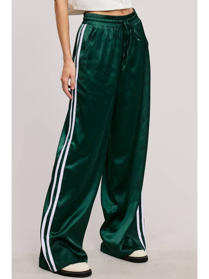 Mimosa - Wholesale Pants - Women's - Satin Track Pants with Side Stripes
