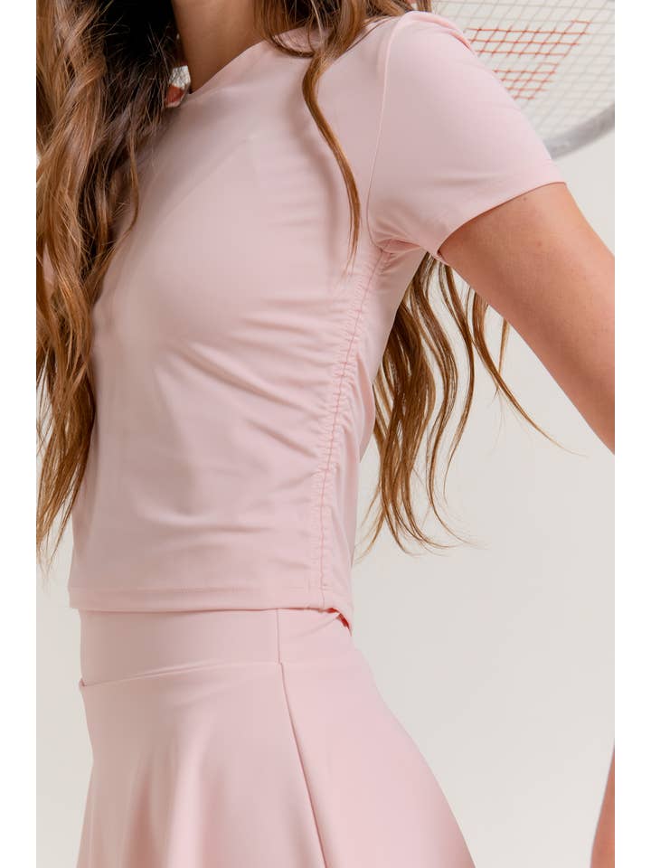 Active Basic | Active USA - Wholesale Athletic Top - Women's - SHORT SLV SIDE RUCHED ACTIVEWEAR TOP9