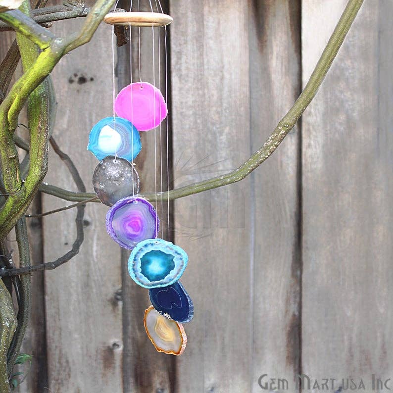GemMartUSA – wholesale Wind chime – Rainbow Color Windchimes Agate Windchimes, Garden Décor0