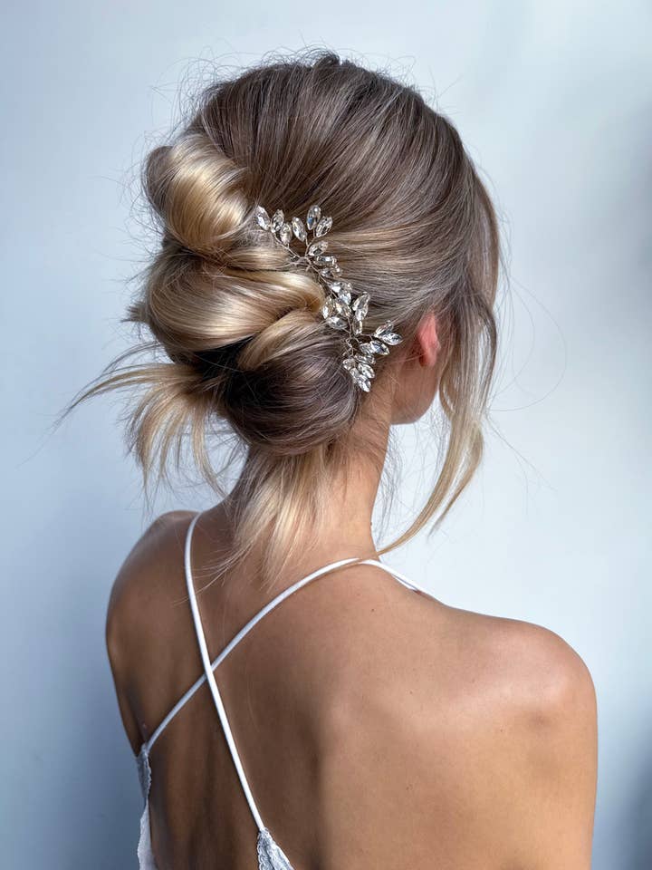 Esther Hairpins Silver - bridal hair jewelry - set of 2 for wholesale by SallyJaneBridal