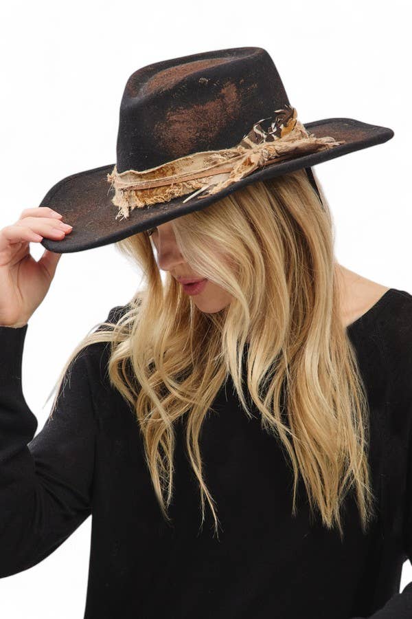 Artini Accessories - Vente Chapeau de cowboy – femme - Chapeau Fedora Cowboy Vintage Détressé et Modulable5