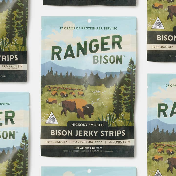 Bandes de viande séchée de bison fumées au hickory (Original) pour la vente par Ranger Bison