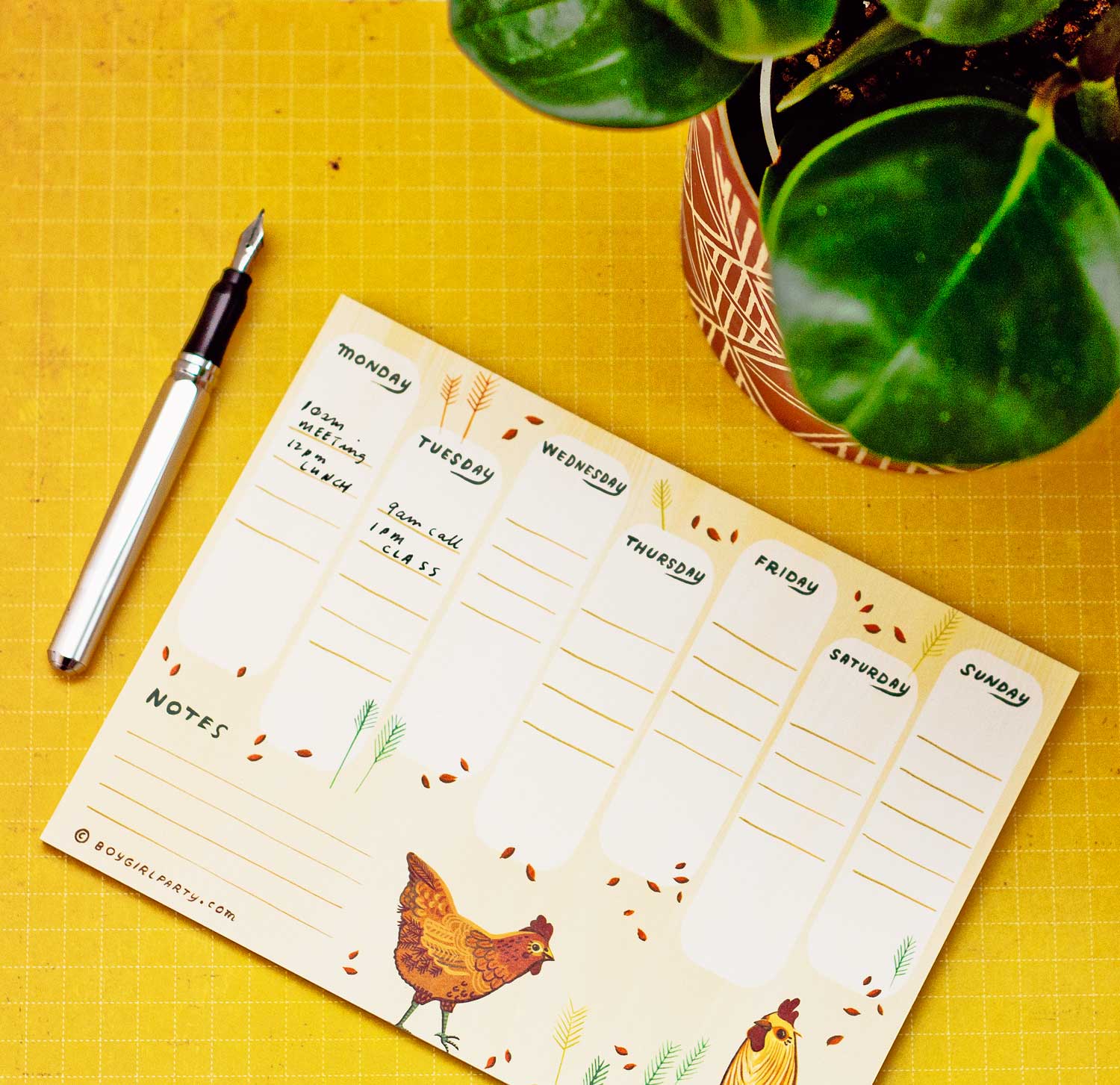 Boygirlparty - Wholesale Planner - Farmhouse Weekly Planner Notepad – Chicken themed Calendar3