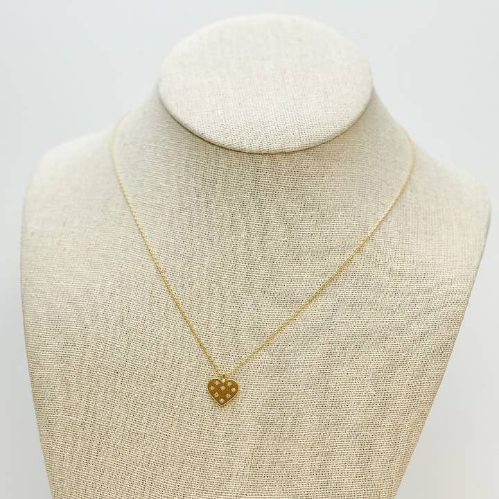 Prep Obsessed Wholesale - Wholesale Pendant/Charm Necklace - Crystal-Studded Gold-Dipped Heart Pendant Necklace