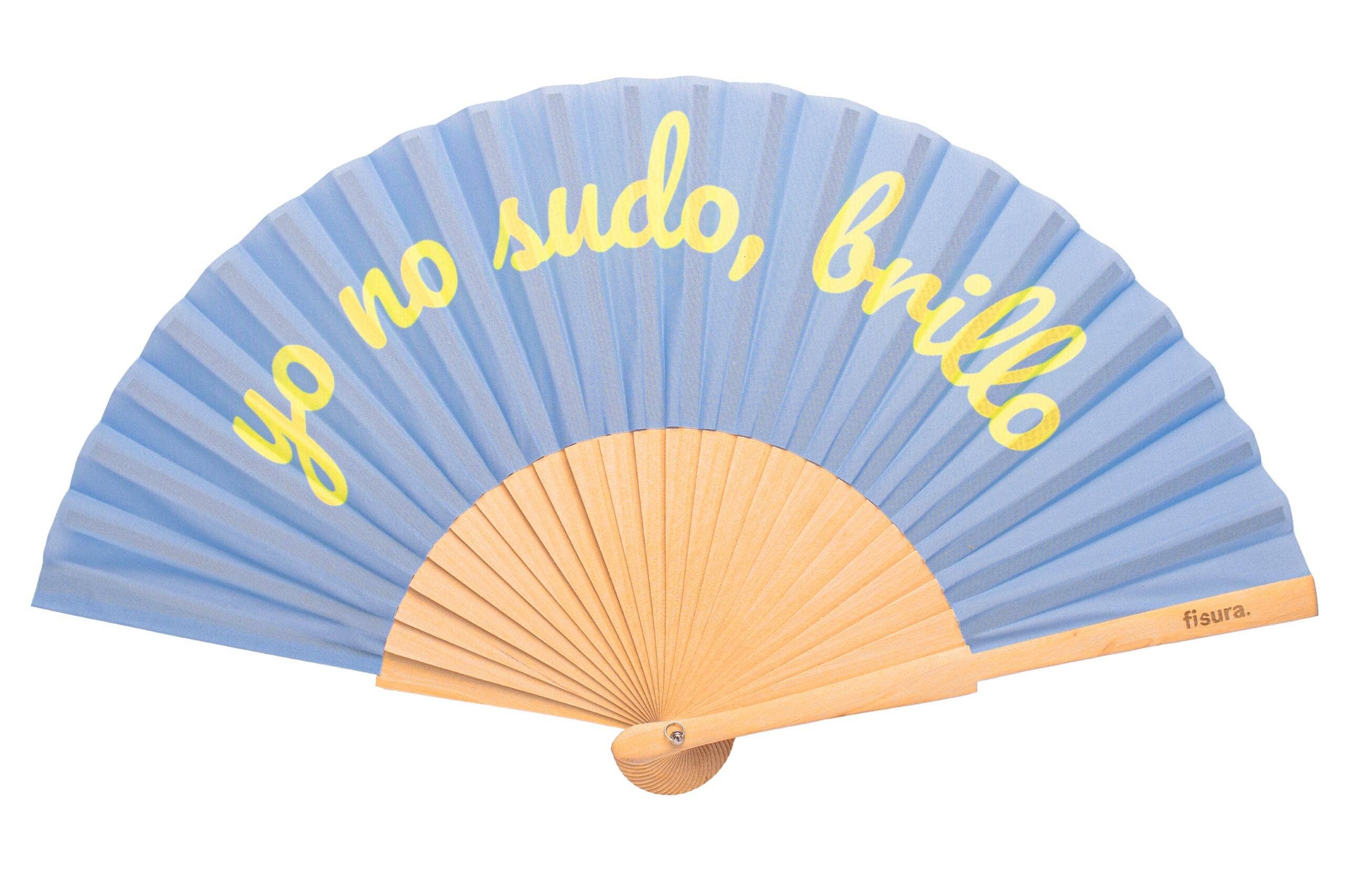 Fisura - Wholesale Handheld Folding Fan - “I Don't Sweat, Glow” Fan - Blue - Glows In The Dark.0