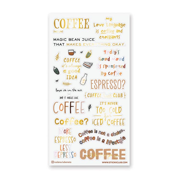 Espresso Yourself Sticker Sheet for wholesale by STICKII