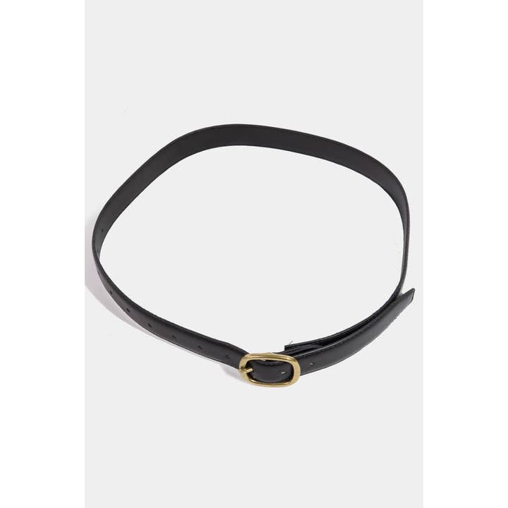 Collections by Fame Accessories – Cinto - Mulher por atacado – Cinto de Pele Sintética com Fivela Oval Metálica1