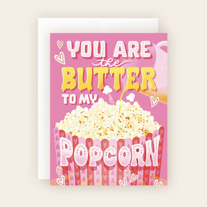 Butter to My Popcorn Card for wholesale by Molly Marie Pea