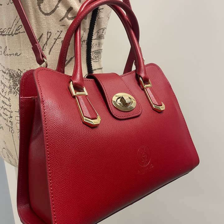 Carlina - Italian Leather Shoulder Bag (Cherry Red) for wholesale by AMMA JO