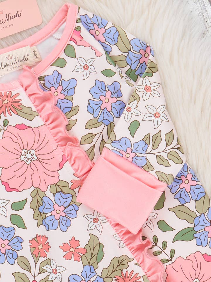 Marie Nicole Clothing - Wholesale Sleepsuit - Baby - Petal Dreams Ruffle Sleeper Pajamas3