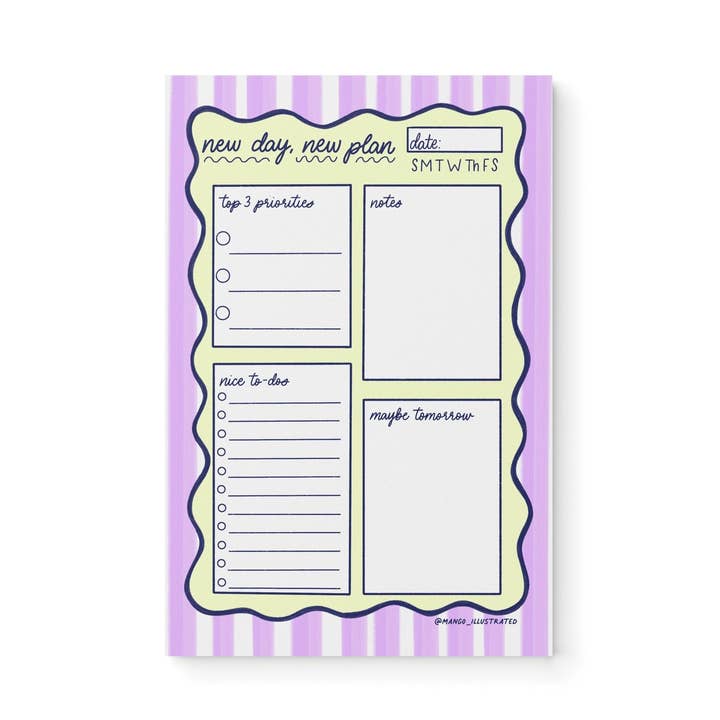 MangoIllustrated - Wholesale Notepad - New Day New Plan Daily Planner Notepad0