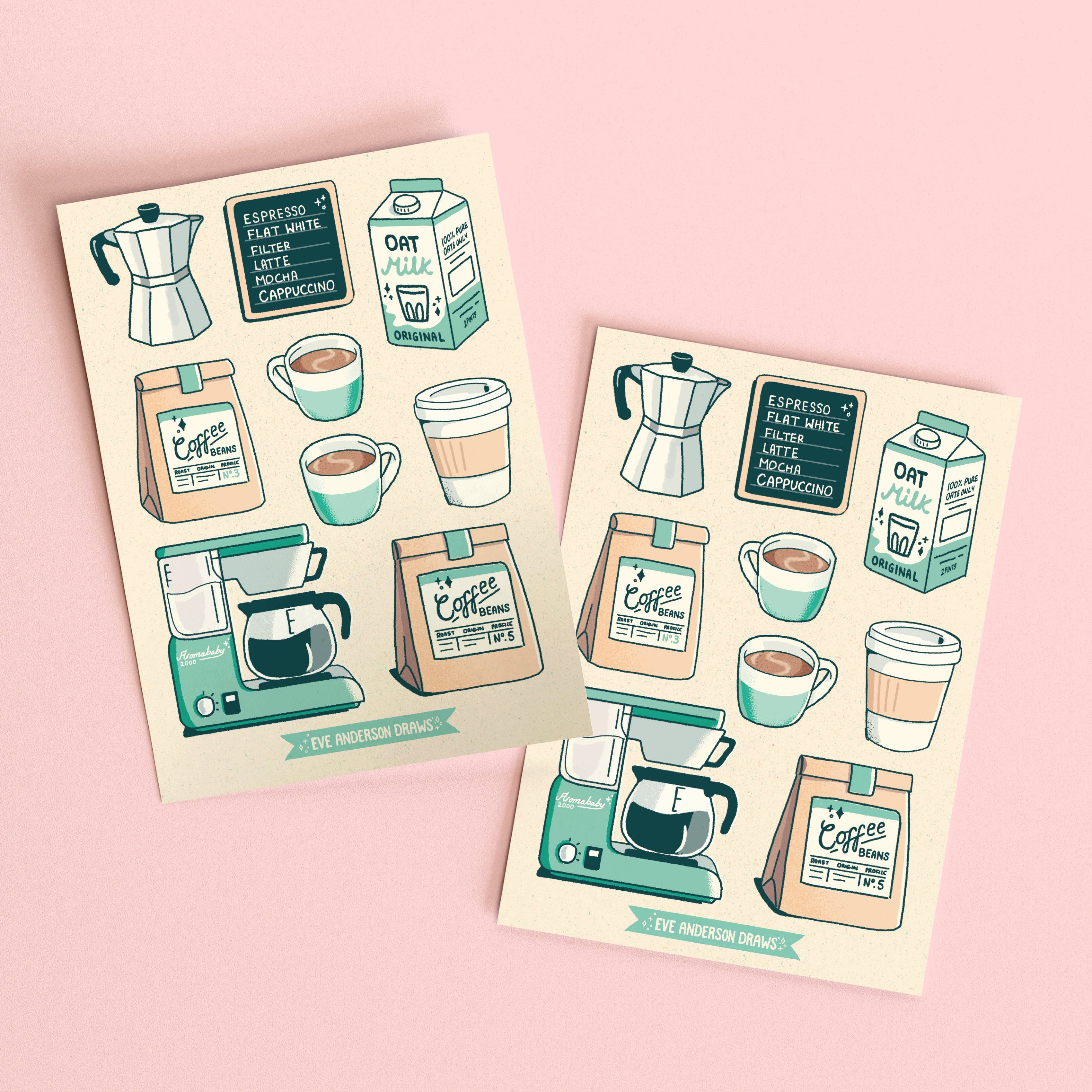 Eve Anderson Draws - Wholesale Sticker - Coffee Sticker Sheet - A61