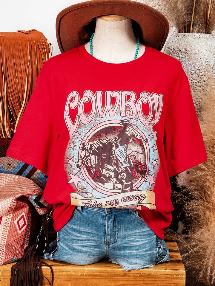 Fashion-W COWBOY Emmène-moi T-shirt graphique western ample pour la vente par fashionworks