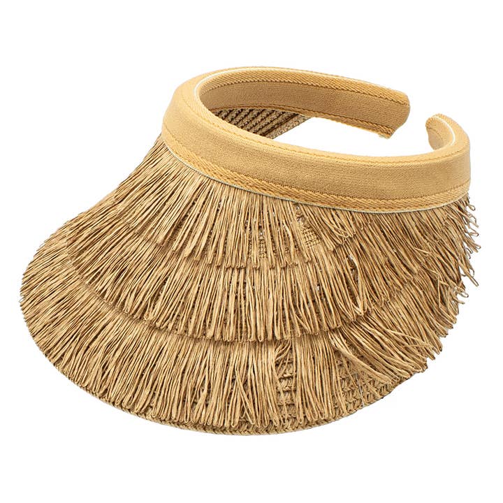 Peter Grimm - Wholesale Visor - Women's - Paradise Straw Natural Palm Fringed Sun Visor Hat