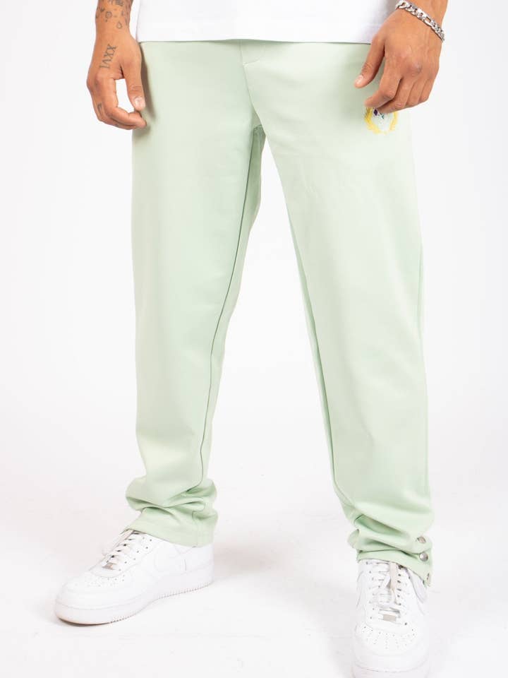 Mint Green Straight Leg Embroidered Golf Club & Popper Hem Jogger for wholesale by LIQUOR N POKER