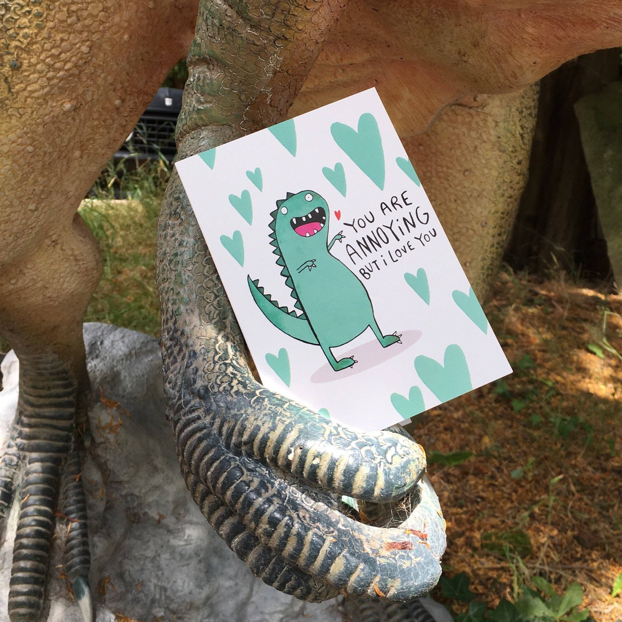Katie Abey - Wholesale Love Card - Annoying Dinosaur A6 Greeting Card1