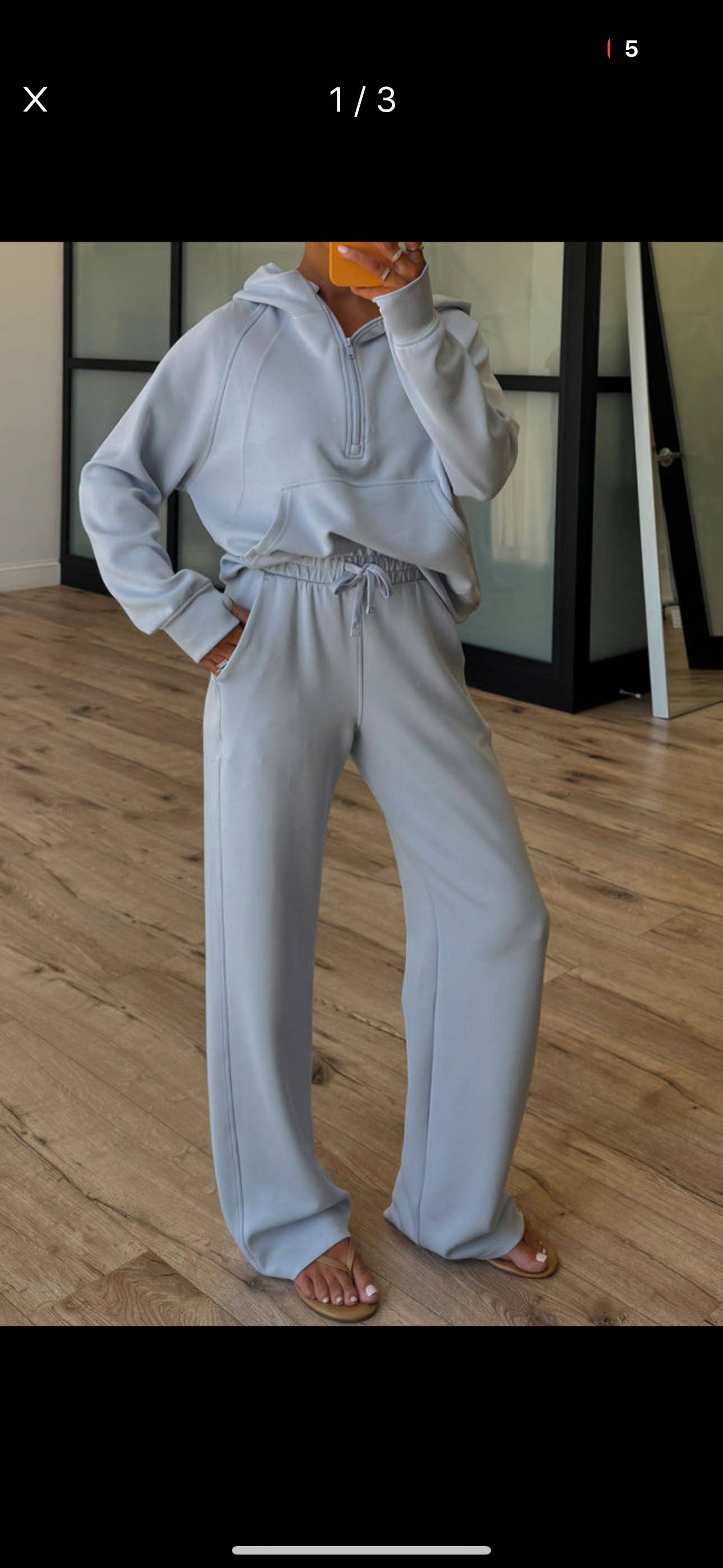 EightyFirst Street Boutique - Wholesale Lounge Set - Women's - Beau Blue Half Zip 2pcs Outfit