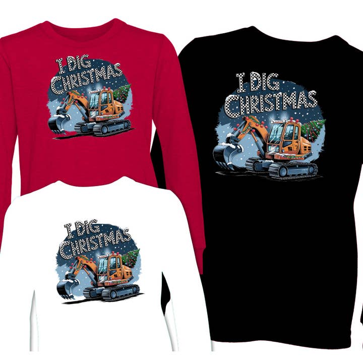 Camisetas navideñas y mangas largas con diseño de I Dig para venta al por mayor de Micro Me