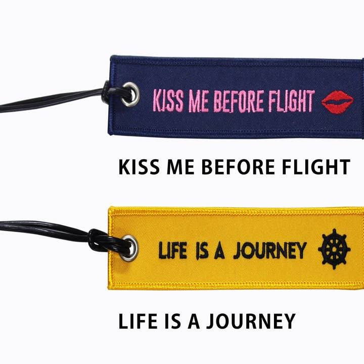 K_Wonderland - Wholesale Luggage Tag - Embroidered Luggage Name Tags - Kiss Me Before Flight