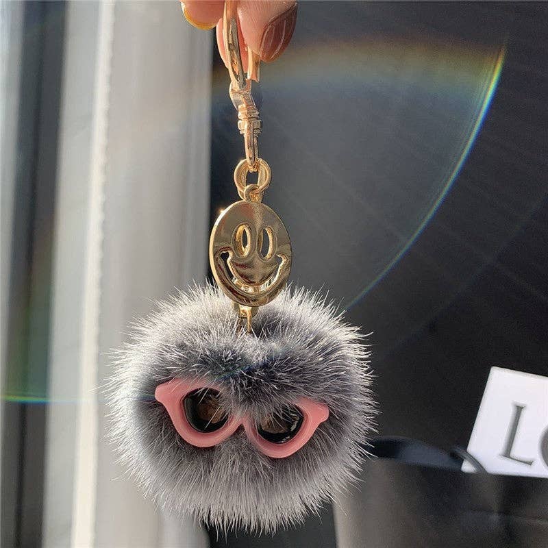 FurDecoration – wholesale Keychain – Women's – Fluffy Mink Fur Ball Keychain Bag Charm2