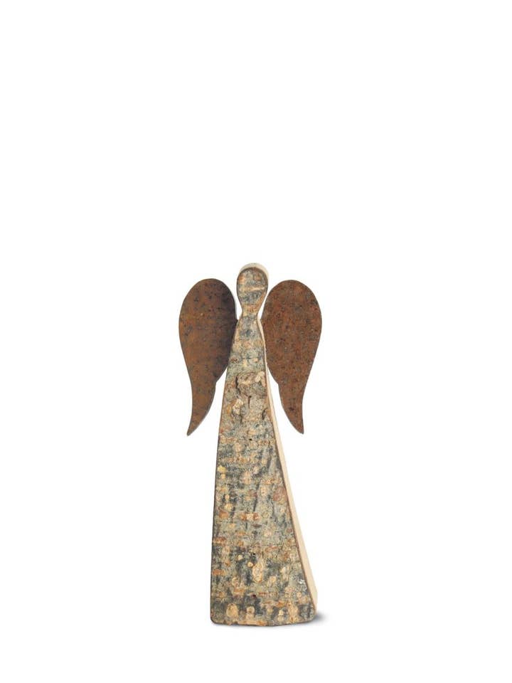 Wooden angel with metal wings 12 cm for wholesale by Dolfi