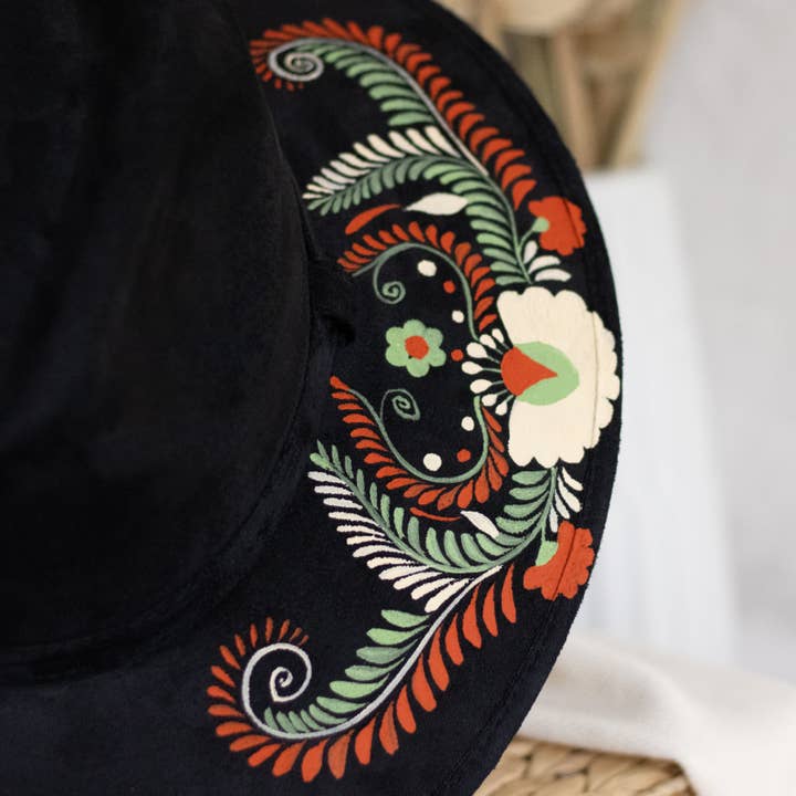 Origin Mexico - Wholesale Hat Accessory - Women's - Pilar Hand Painted Western Boho Hat - Fall Colors 5