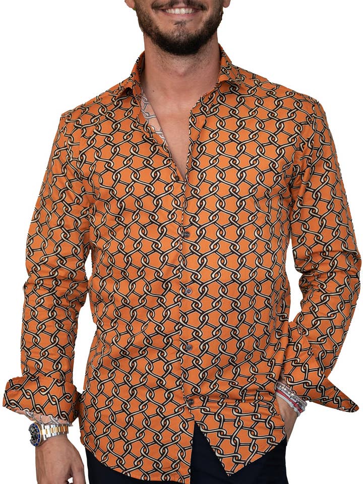Fantasy chain orange shirt for wholesale by Illogico