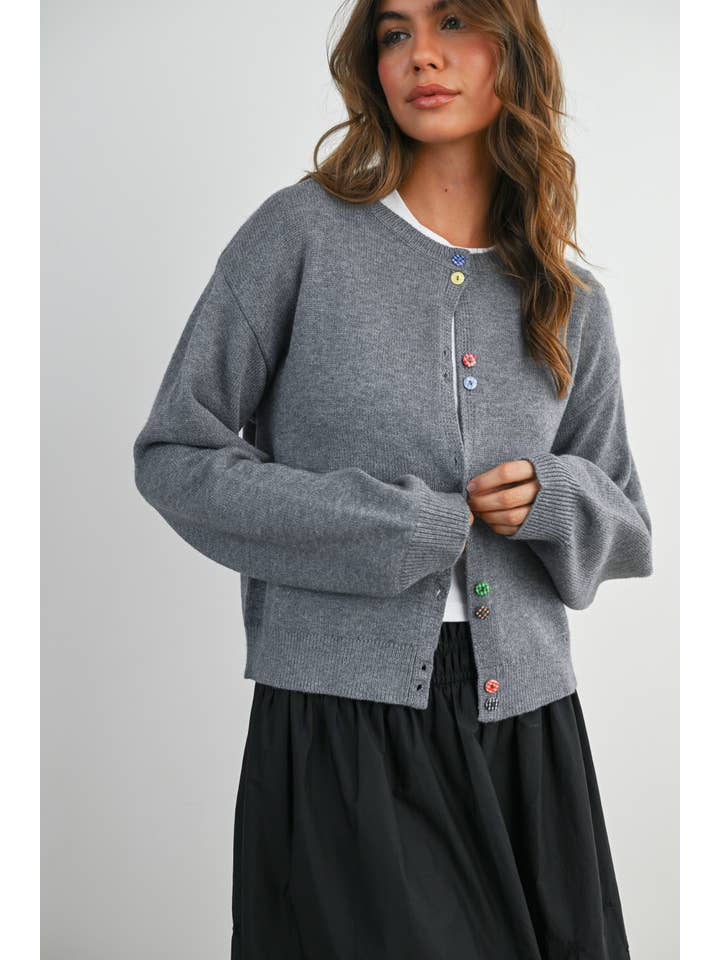 BUTTERMELON - Wholesale Cardigan - Women's - Long Sleeve Buttoned Cropped Cardigan - BMC790630