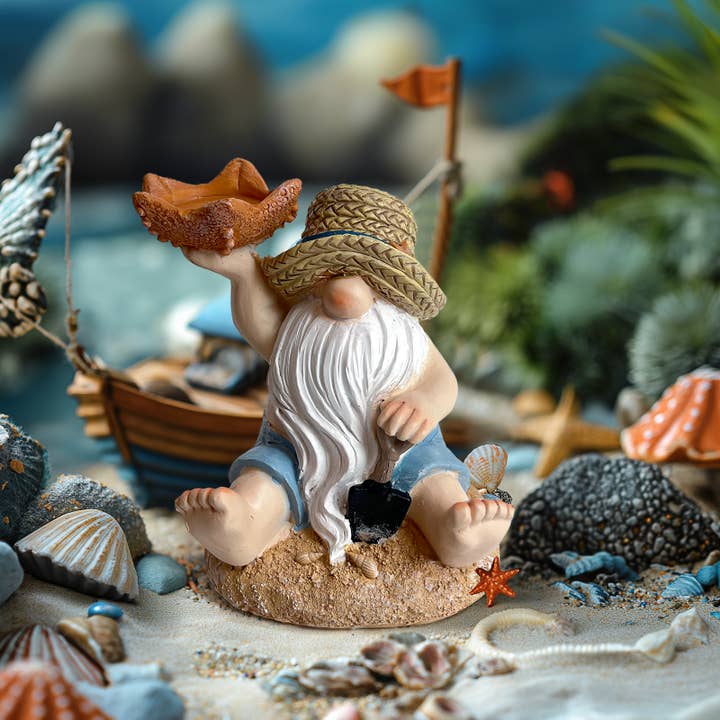 Liffy - Wholesale Decorative Figurine - Beach Gnome Resin Candle Holder Figurine Coastal Decor18
