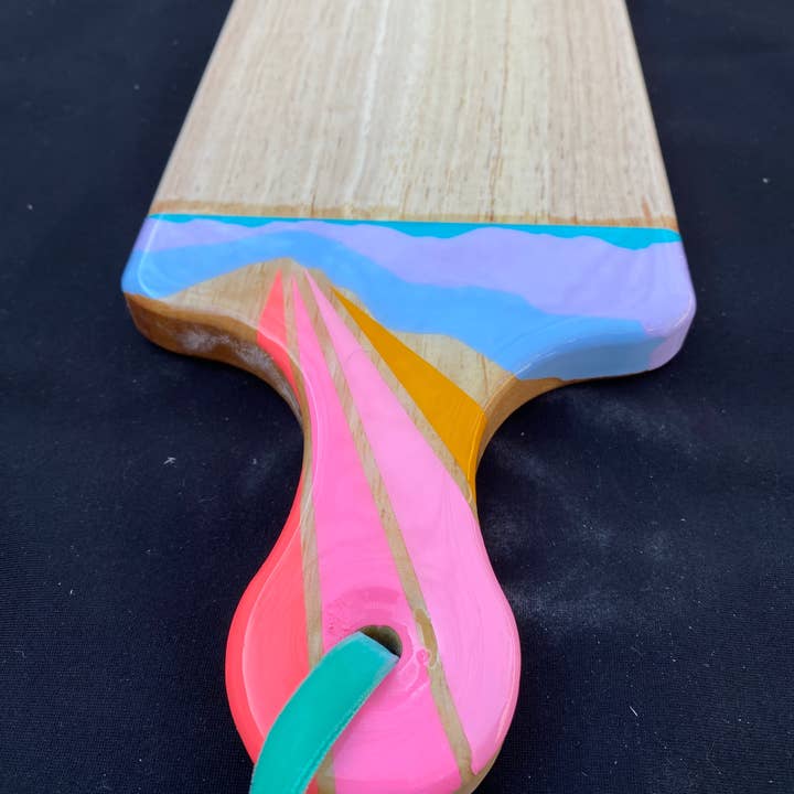 Artifacts of Joy - Wholesale Cheese Board - Charcuterie Board + Cheese Board + Cutting Board Pink Rainbow Sky Over Misty Mountains2