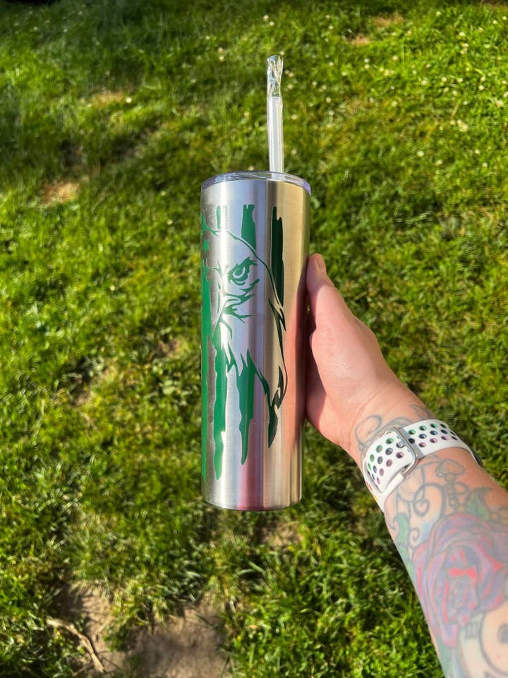 Eagle with Flag 20oz Skinny Tumbler for wholesale by The Crazy Craft Girl LLC