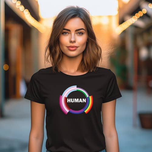 HUMAN Pride T-Shirt & Tank for wholesale by RainBee Designs, LLC