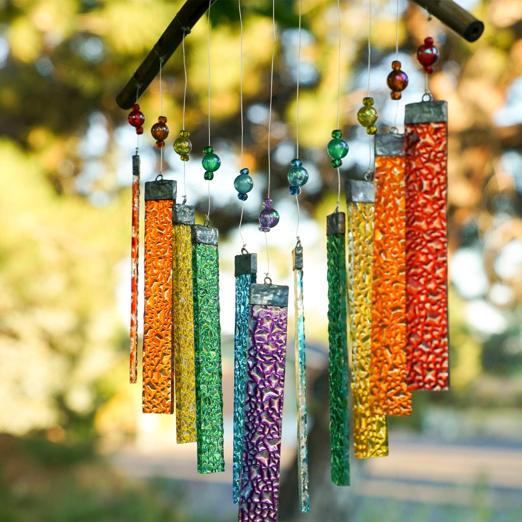 In the Breeze, LLC. - Wholesale Wind Chime - Rainbow Textured Glass Mobile Wind Chime4