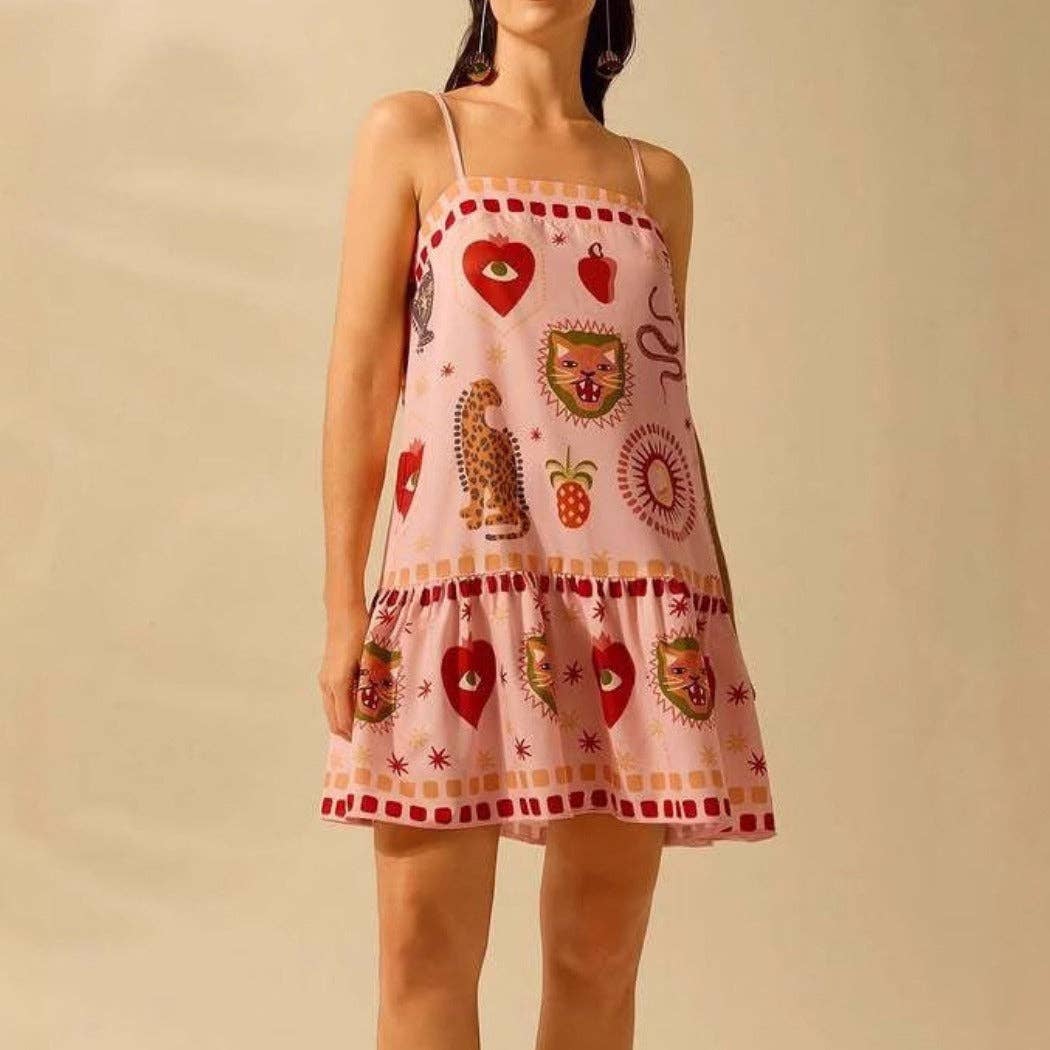 Funkyrel® Atzbranding Limited - Vente Robe – femme - Troposa - Robe Mini Rose à Bretelles - Ludique & Chic2