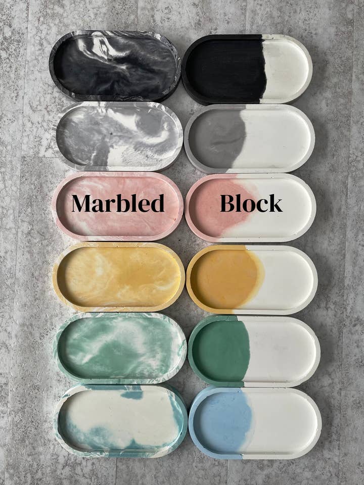 Concrete Tray | Oval Concrete Tray | Marbled Concrete Tray for wholesale by Partridge&Partridge