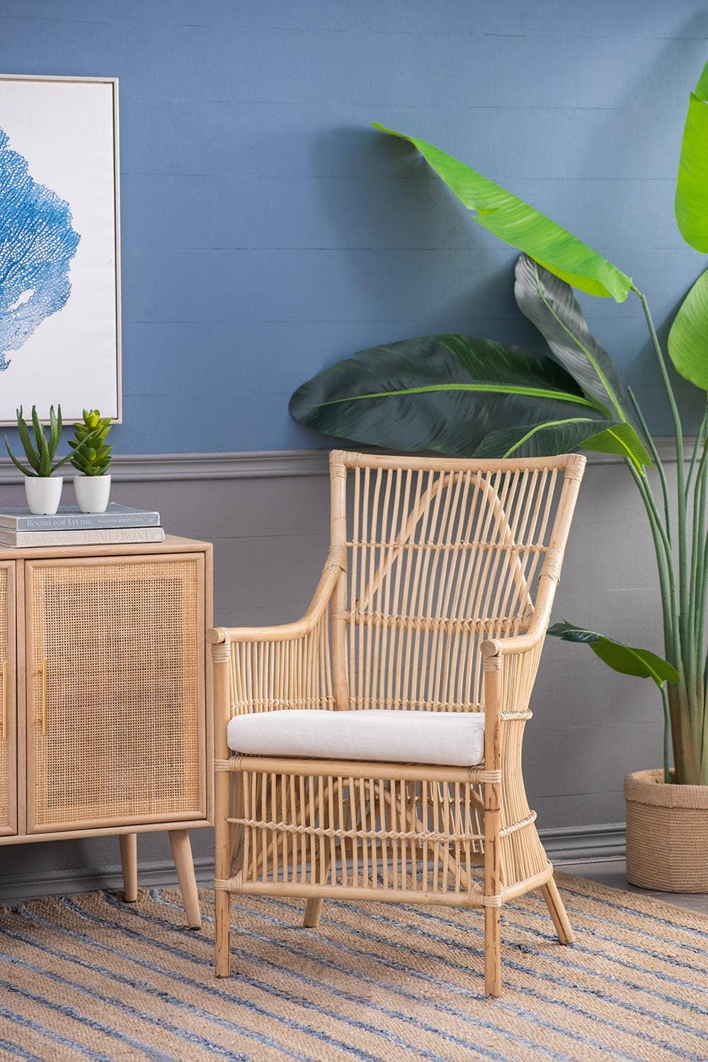 A&B Home Group Inc. – Engroshandel Stol – 23x23x37,5" Rattan Stol Høj Armlæn - Brun/Creme11