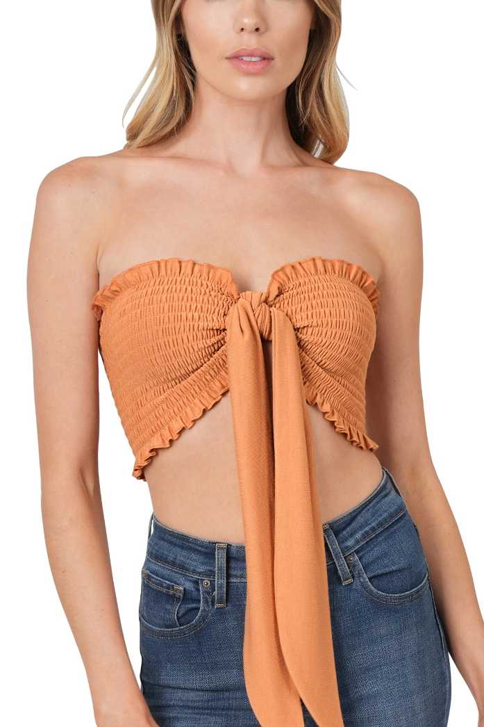 Vanilla Monkey – wholesale Blouse – Women’s – Soft French Terry Smocked Tie Front Tube Top7