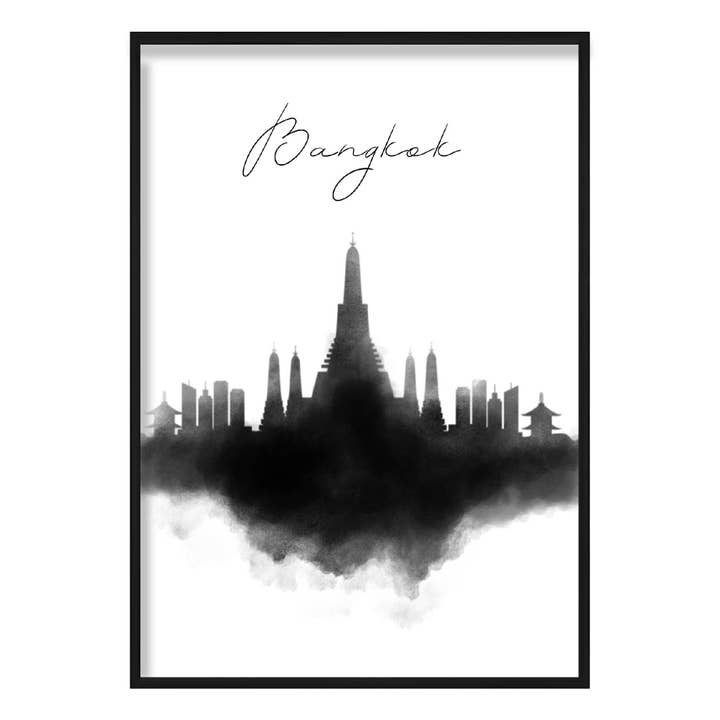 Bangkok Watercolour Skyline Cityscape Print for wholesale by Artze Wall Art