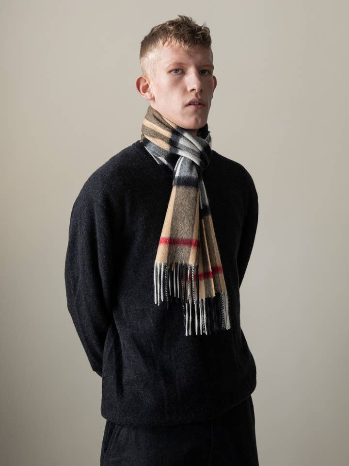 Sciarpa in cashmere Exploded Camel Thompson per la vendita all'ingrosso da parte di Kiltane