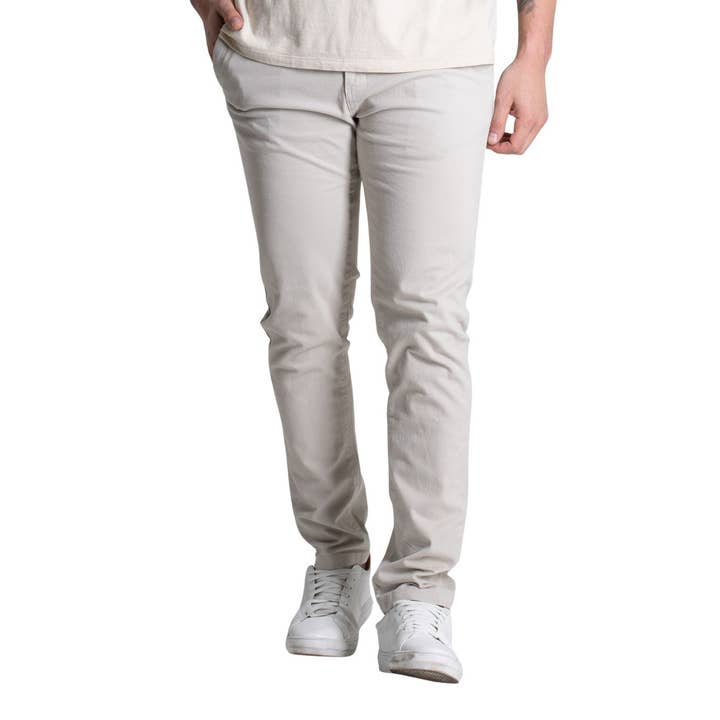 Sawary Skinny Beige Twill Pants - Mid-Rise for wholesale by Sawary Jeans
