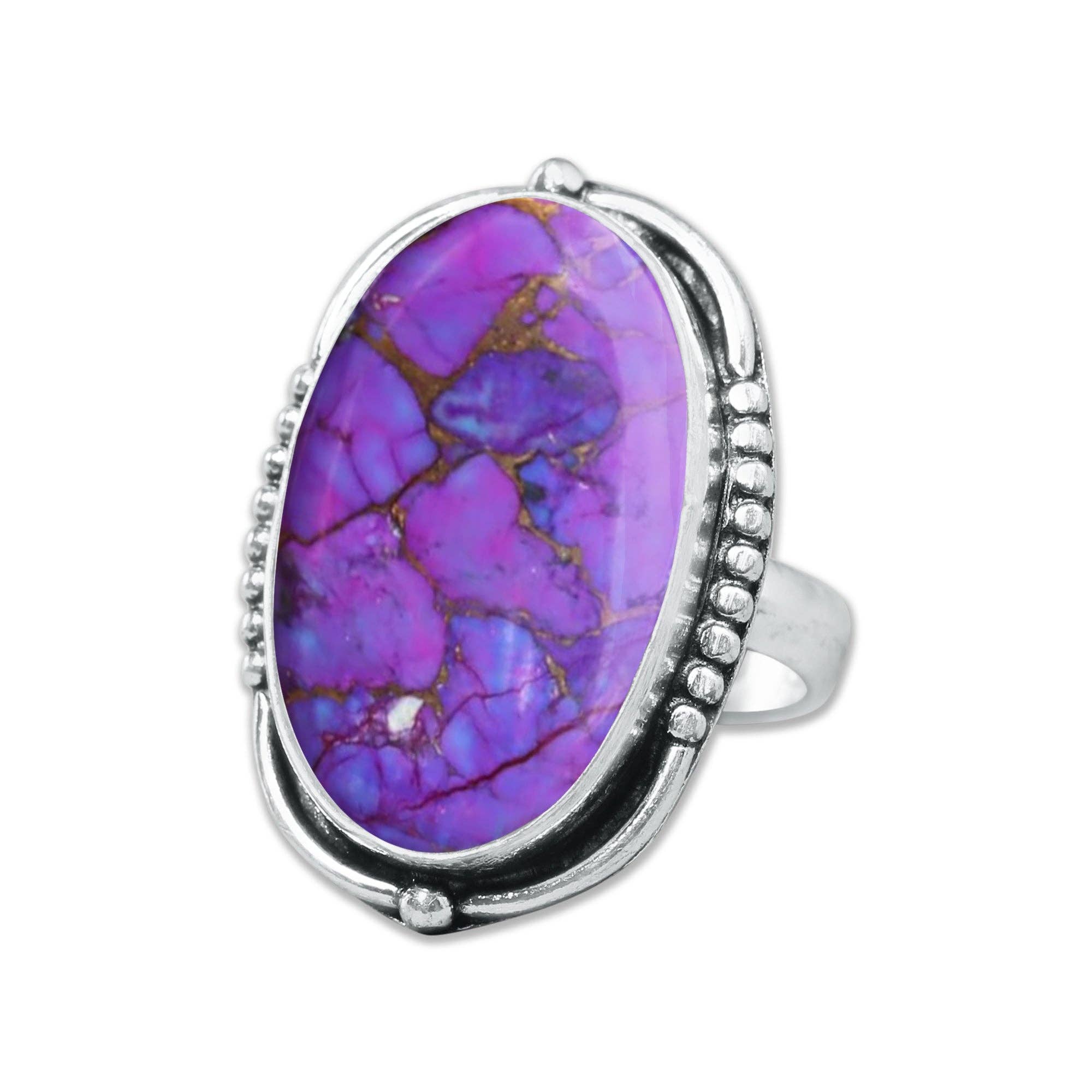 Handmade Jewels - Vente Bague de cocktail/de cérémonie - Bagues en turquoise cuivrée violette – Fait main, plaqué argent, bohème (sur commande)13