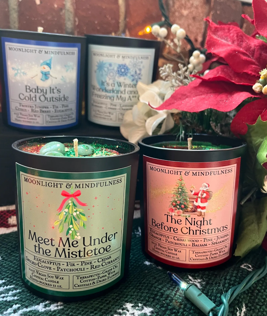 Moonlight & Mindfulness - Wholesale Jar/Filled Candle - Holiday Soy Wax Crystal Candles, Christmas Scents, Vegan2