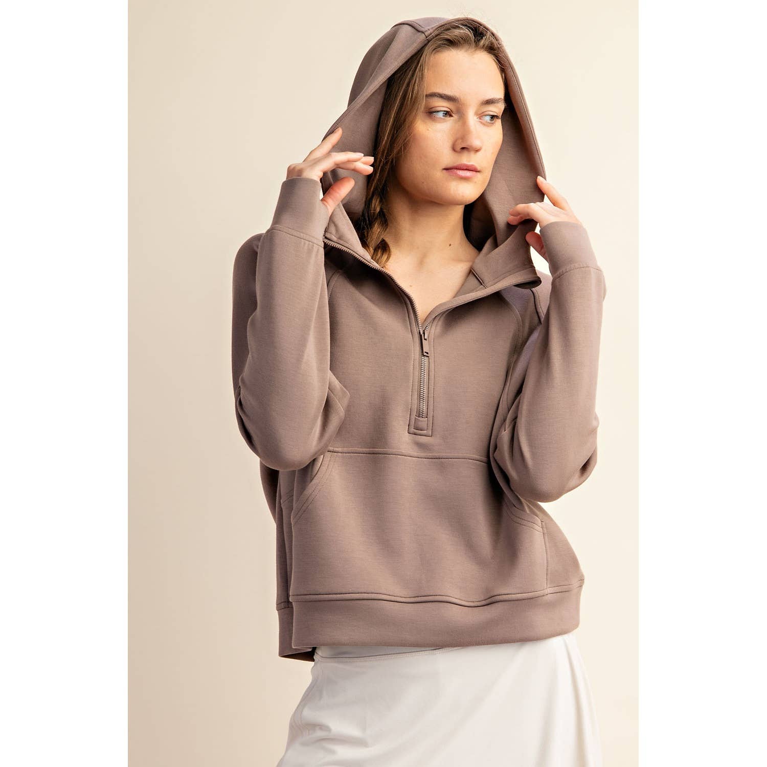 Rae Mode - Wholesale Hoodie - Women's - MODAL SCUBA QUARTER ZIP HODDIE JACKET60