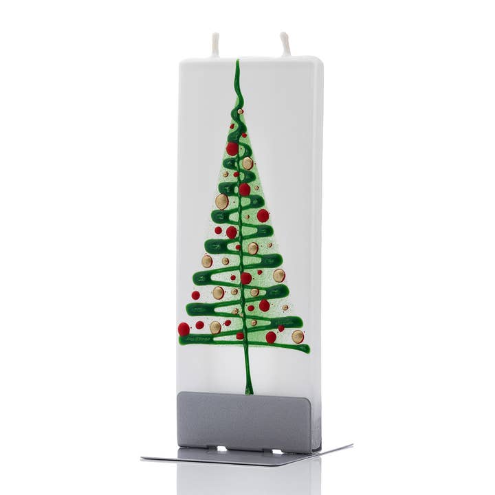 Flatyz Candles - Wholesale Novelty Candle - Flat Handmade Candle-Green Christmas Tree & Red Balls