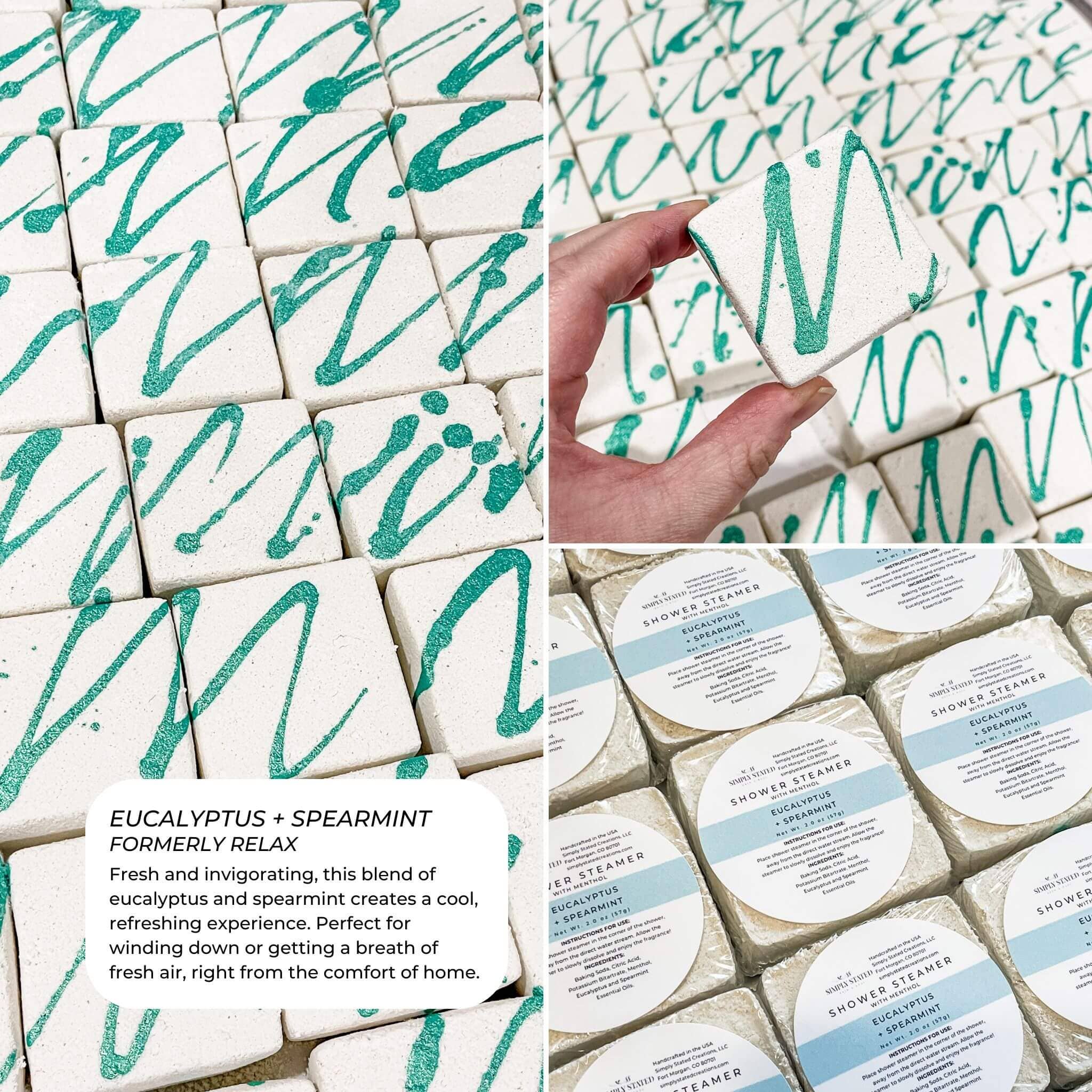 Simply Stated Bath & Body - Wholesale Shower Steamer/Bomb - Eucalyptus + Spearmint Shower Steamer | Aromatherapy Tablet1