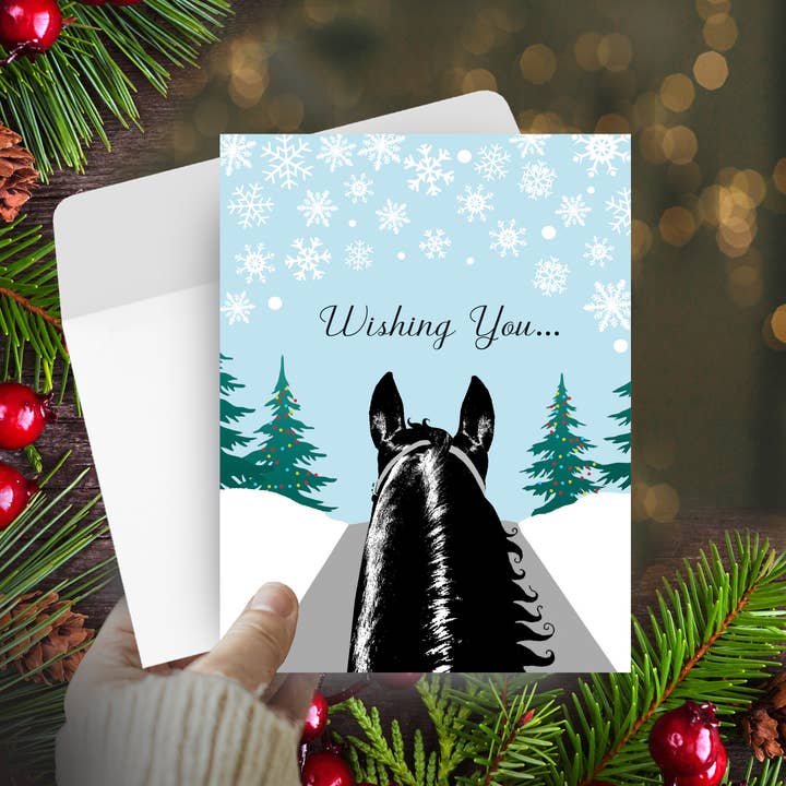 Horse Hollow Press - Wholesale Christmas Card - Horse Boxed Christmas Cards / Horse Trail Rider / 8 Holiday
