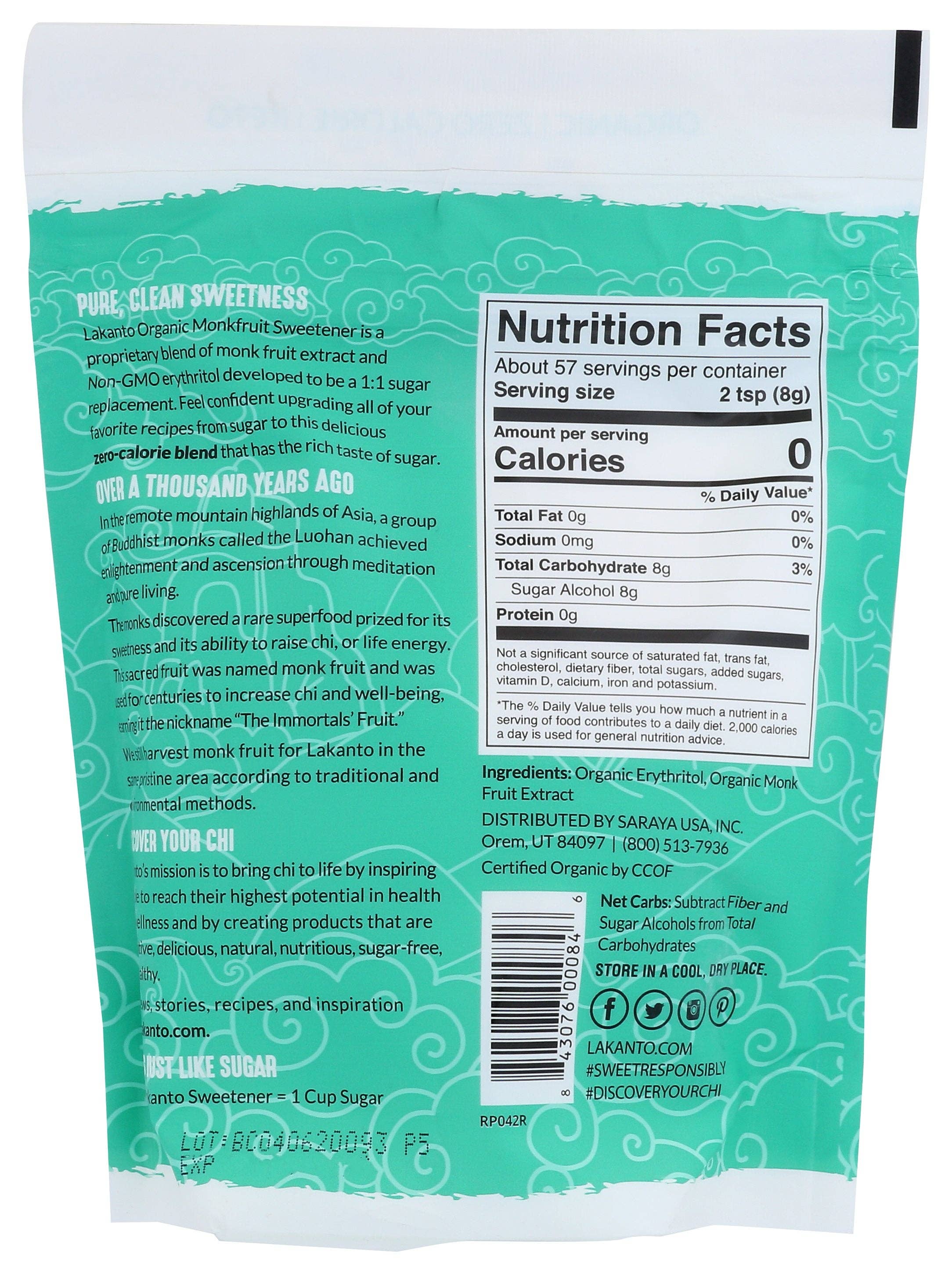 Everyday Supply Co - Wholesale Sugar/Sweetener - LAKANTO SWEETENER MONK FRUIT - Case of 81