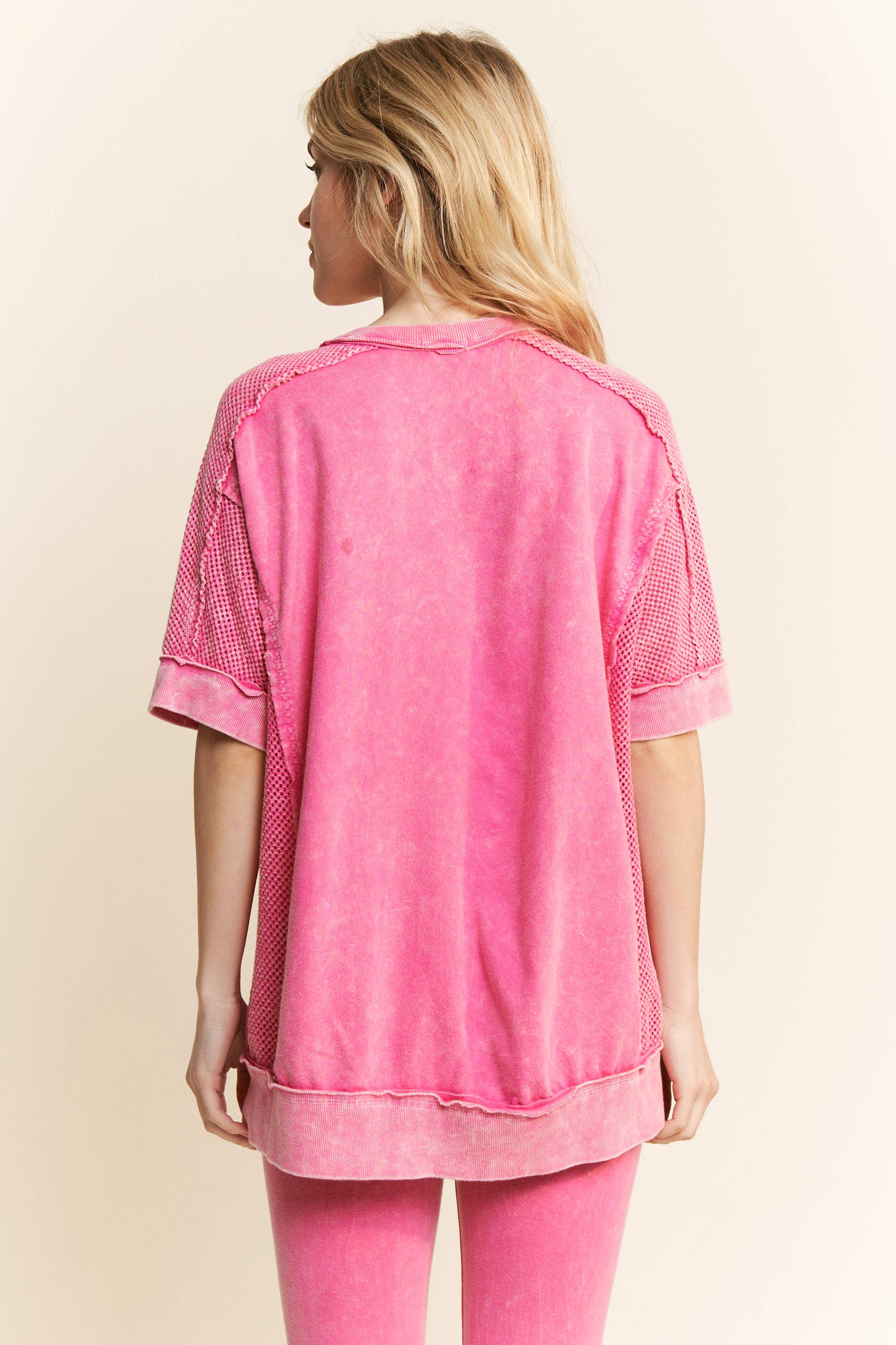 J.Her – wholesale T-shirt – women's – MineralWashed Open Mesh Tshirt HT633319