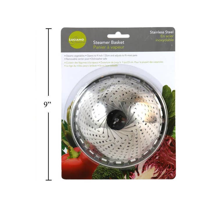 Panier à vapeur L.Gourmet en acier inoxydable de 9 po pour la vente par Luciano Gourmet