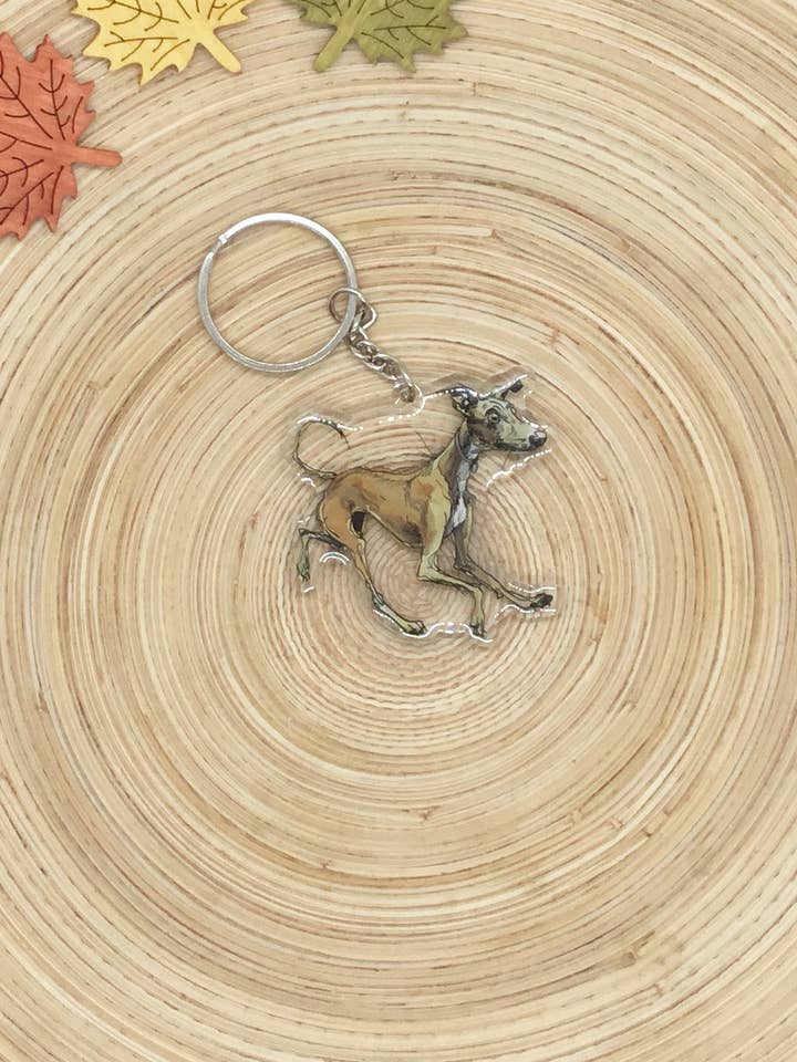 chaveiro acrílico com whippet por atacado de Karinamente